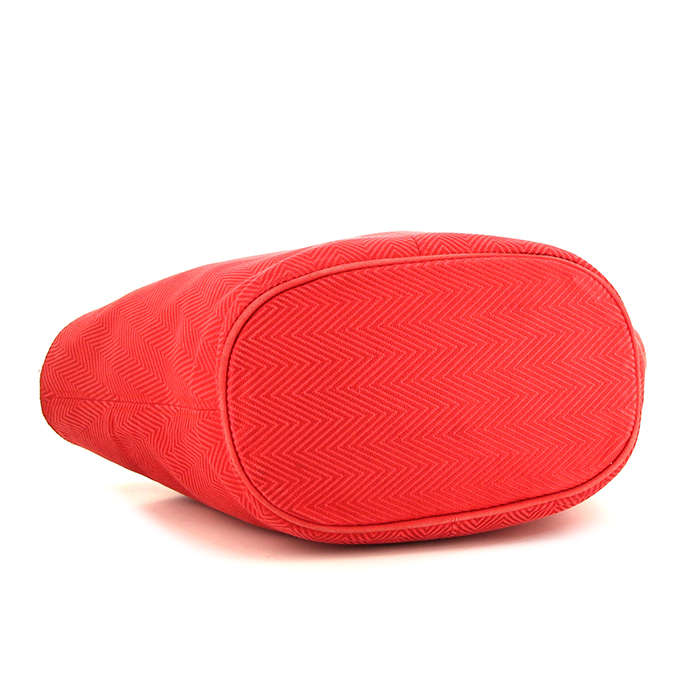 Sac cabas Hermès en toile chevrons rouge - Detail D4