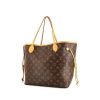 Shopping bag Louis Vuitton Neverfull modello medio in tela monogram marrone e pelle naturale - 00pp thumbnail