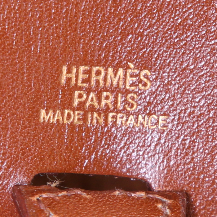 Hermès Mini Evelyne shoulder bag in brown box leather - Detail D3