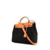 Hermes Herbag shoulder bag in black canvas and natural leather - 00pp thumbnail