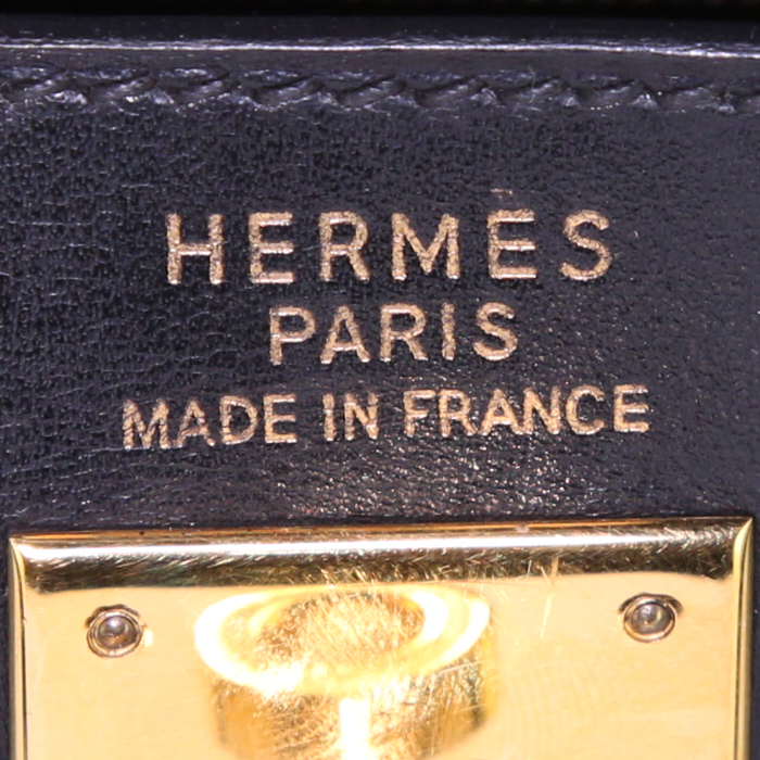 Hermes Kelly 35 cm handbag in black box leather - Detail D4