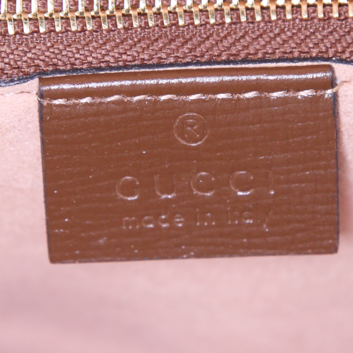 Borsa a tracolla Gucci 1955 Horsebit in tela monogram beige e pelle marrone - Detail D3