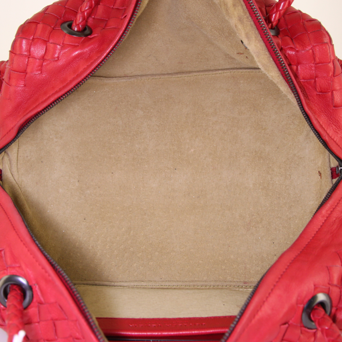 Borsa Bottega Veneta in pelle intrecciata rossa - Detail D2