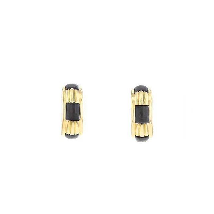 Boucheron Pluriel 1980's earrings in yellow gold,  diamonds and snakewood - 00pp