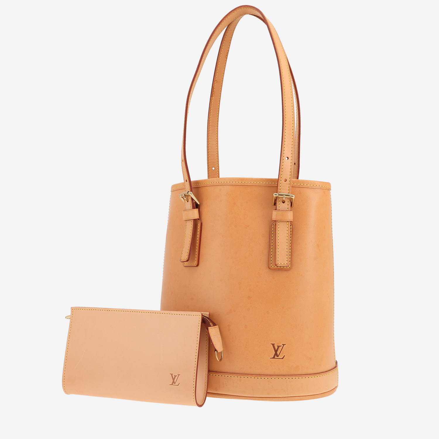 Louis Vuitton petit Bucket shopping bag in natural leather