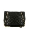 Chanel Vintage shopping bag in black quilted leather - 360 thumbnail