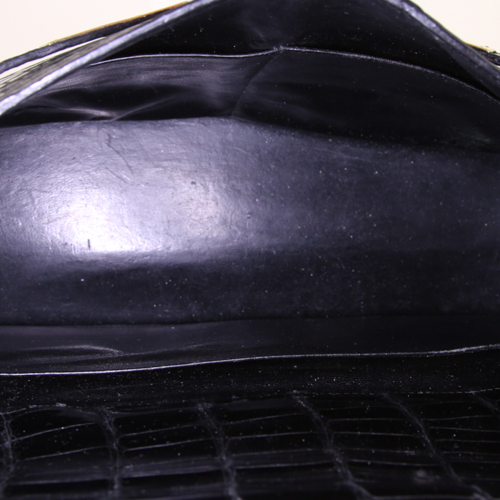 Handbag Hermès Kelly 32 cm in black crocodile - Detail D3