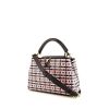 Louis Vuitton Capucines small model shoulder bag in pink, white and black braided canvas and black leather - 00pp thumbnail
