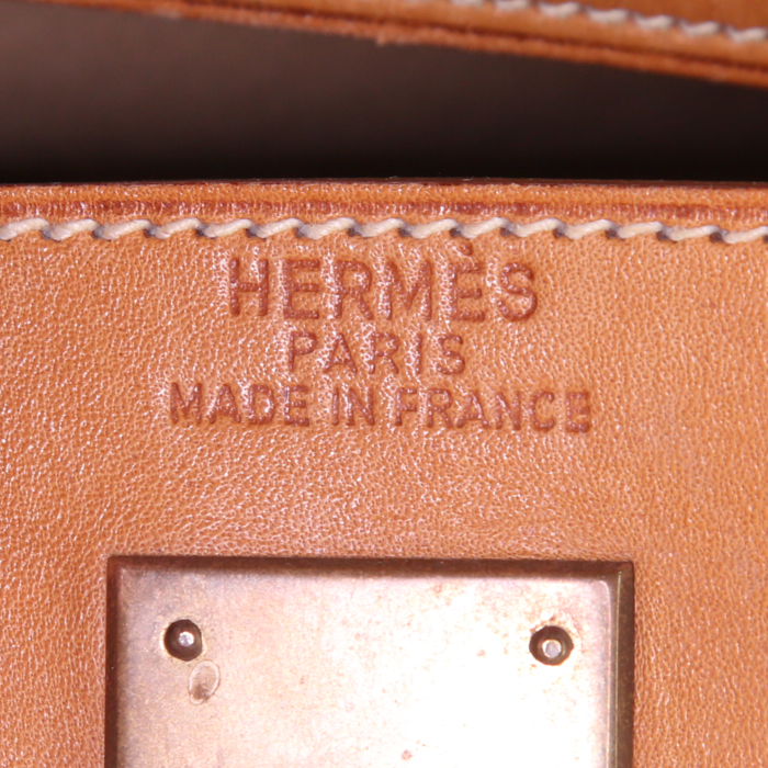 Hermes Haut à Courroies - Travel Bag large travel bag in beige canvas and gold leather - Detail D3
