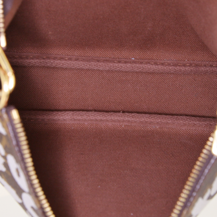 Pochette Louis Vuitton Pochette accessoires en toile monogram marron et cuir naturel - Detail D2