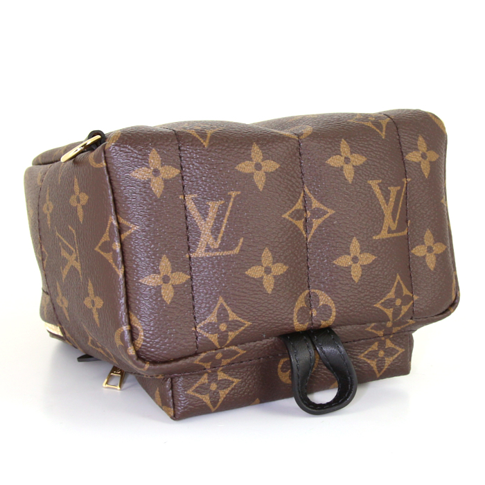 Louis Vuitton Palm Springs Backpack Mini backpack in brown monogram canvas and black leather - Detail D5
