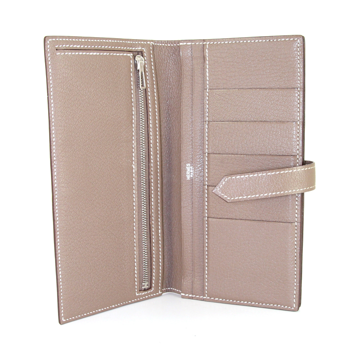 Hermès Béarn wallet in etoupe goat - Detail D2