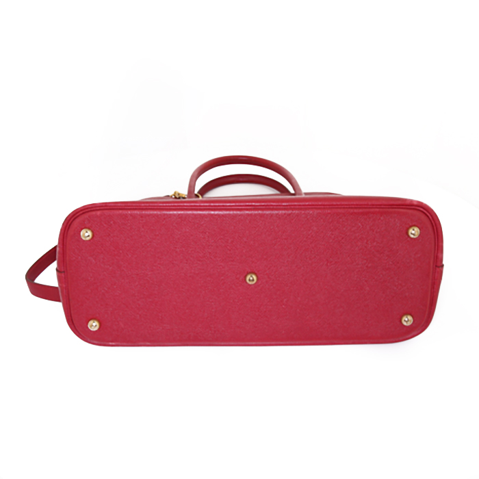 Hermes Bolide 37 cm handbag in red Casaque Courchevel leather - Detail D5