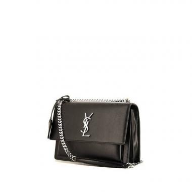 Bolso bandolera Saint Laurent Sunset en cuero negro