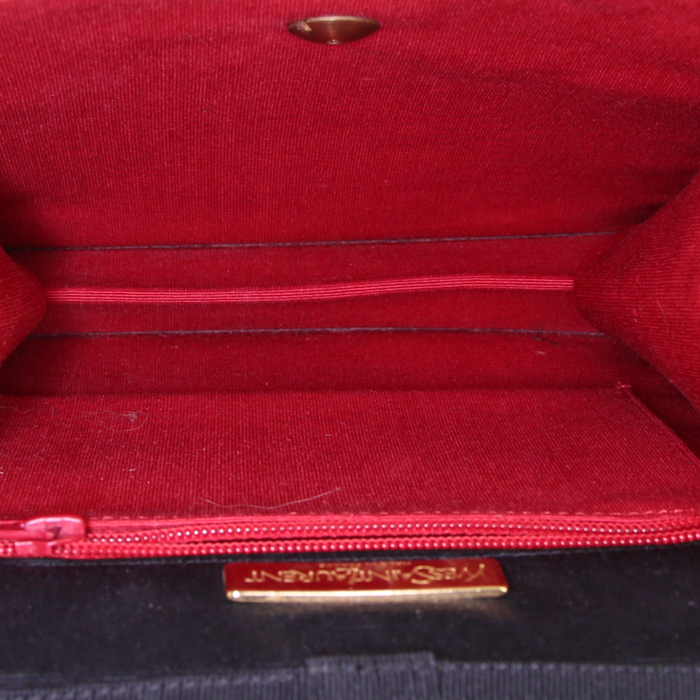 Saint Laurent Vintage shoulder bag in black satin - Detail D2