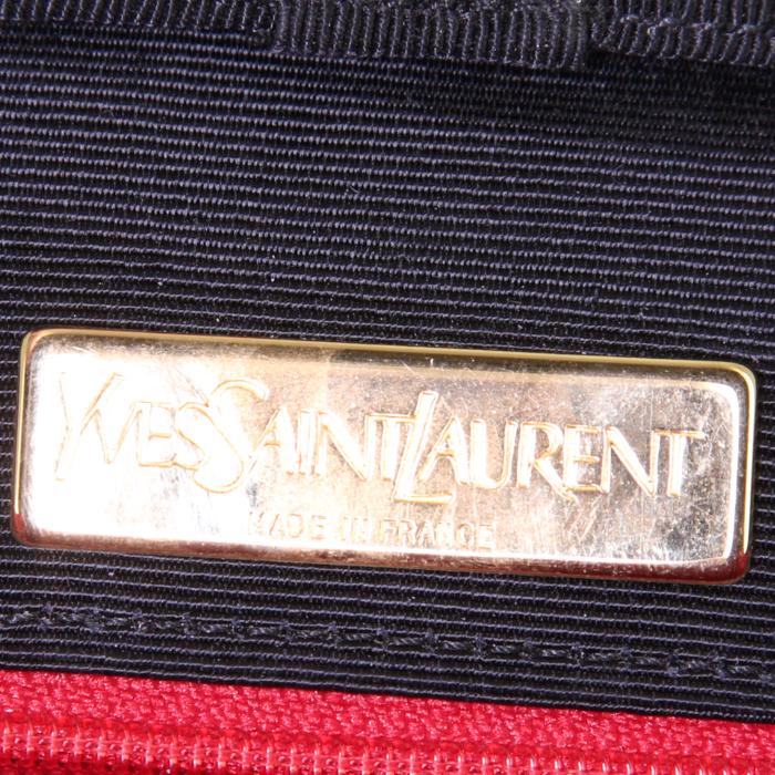 Sac bandoulière Saint Laurent Vintage en satin noir - Detail D3