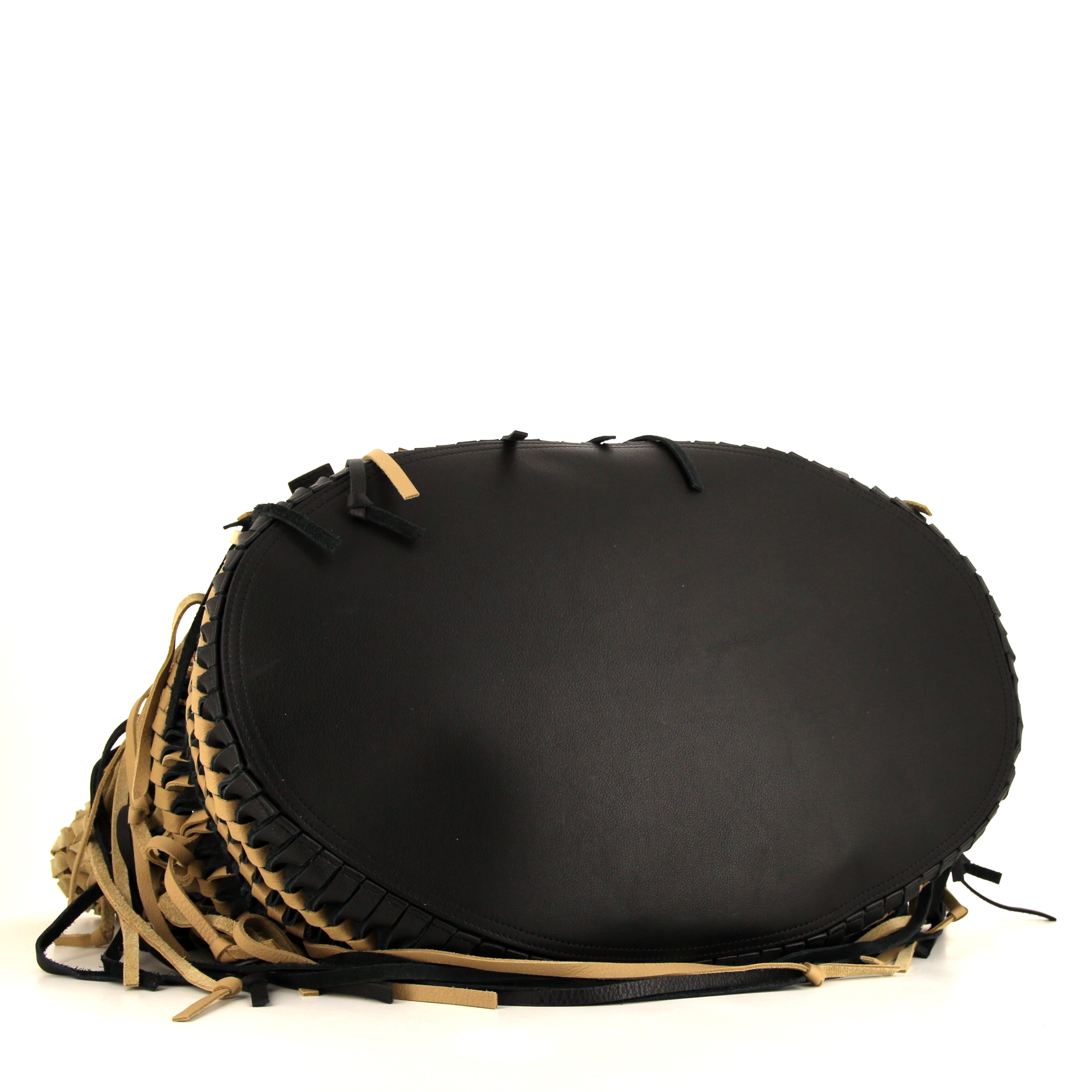 Bolso Cabás Loewe Anagram en ante beige y cuero negro - Detail D4