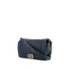 Chanel Boy medium model handbag in blue leather and blue quilted leather - 00pp thumbnail