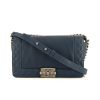 Chanel Boy medium model handbag in blue leather and blue quilted leather - 360 thumbnail