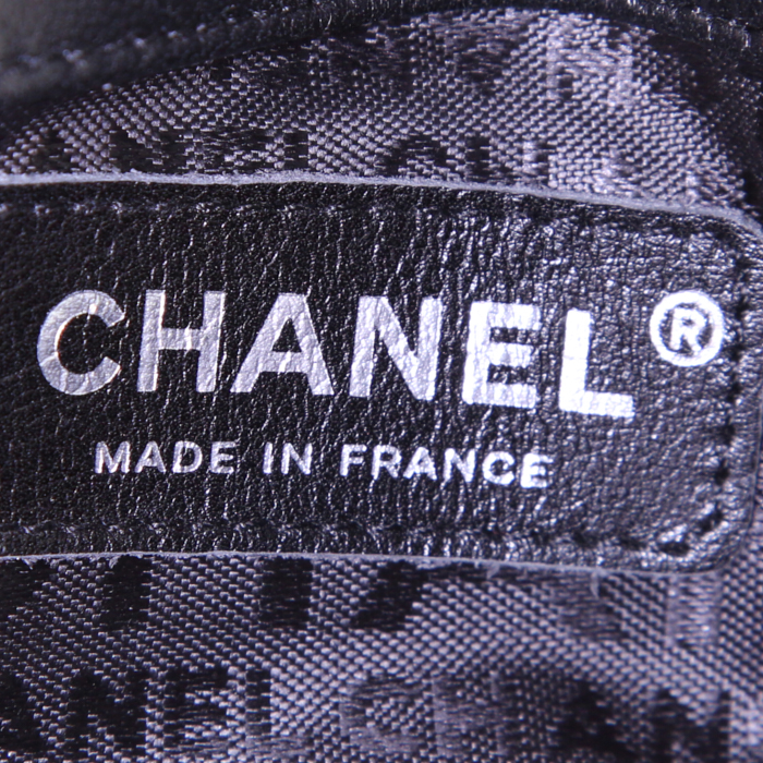 Borsa a tracolla Chanel Timeless Mini in tela e pelle nera - Detail D3