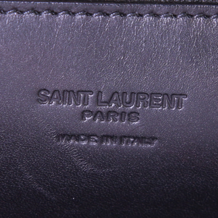 Bolso Cabás Saint Laurent Cabas YSL en raffia negra y cuero negro - Detail D3