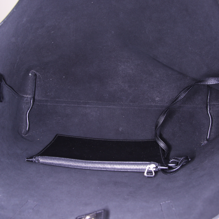 Saint Laurent Cabas YSL shopping bag in black leather - Detail D2