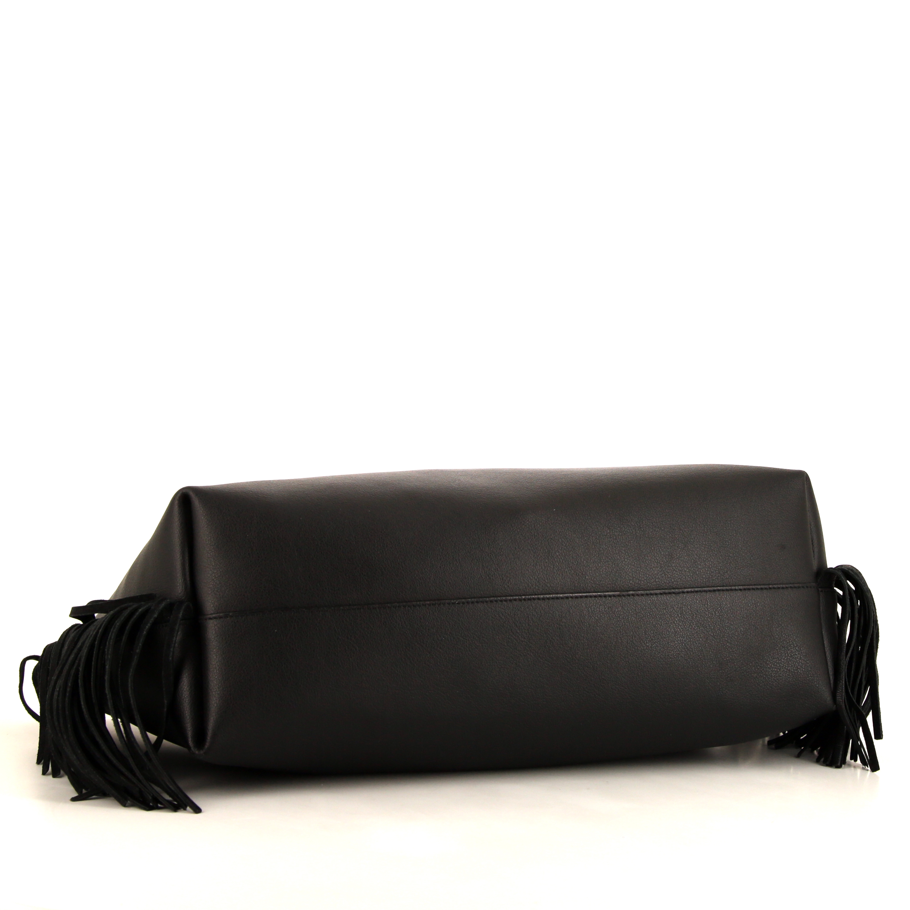 Saint Laurent Cabas YSL shopping bag in black leather - Detail D4