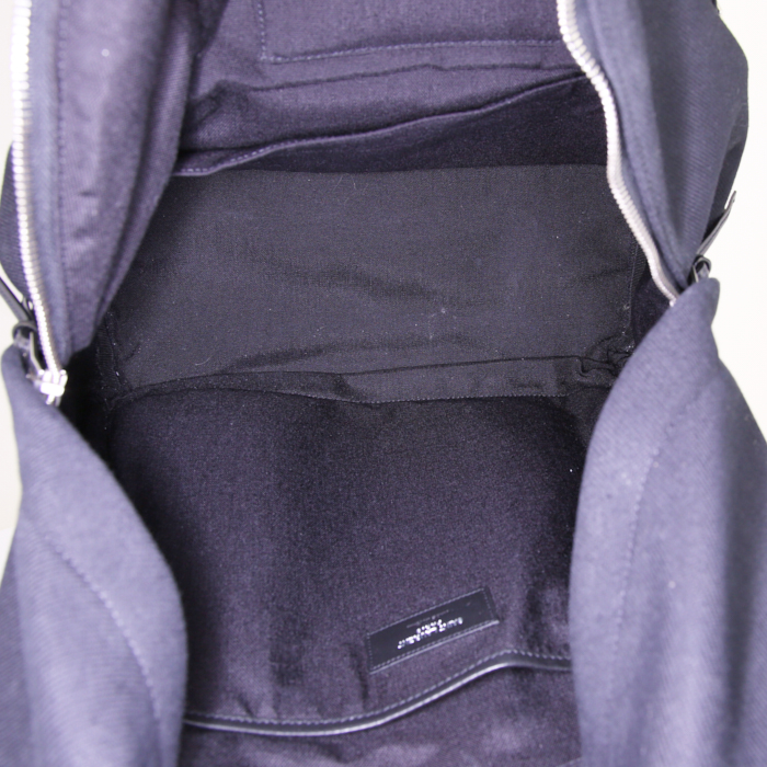 Saint Laurent City backpack in black canvas and black leather - Detail D2