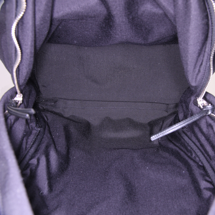 Zaino Saint Laurent City in tela nera e pelle nera - Detail D2