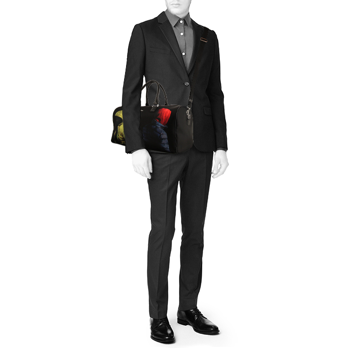 Dior weekend bag in black canvas and black leather - Detail D2