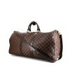 Borsa da viaggio Louis Vuitton Keepall 55 cm in tela a scacchi ebana e pelle marrone - 00pp thumbnail