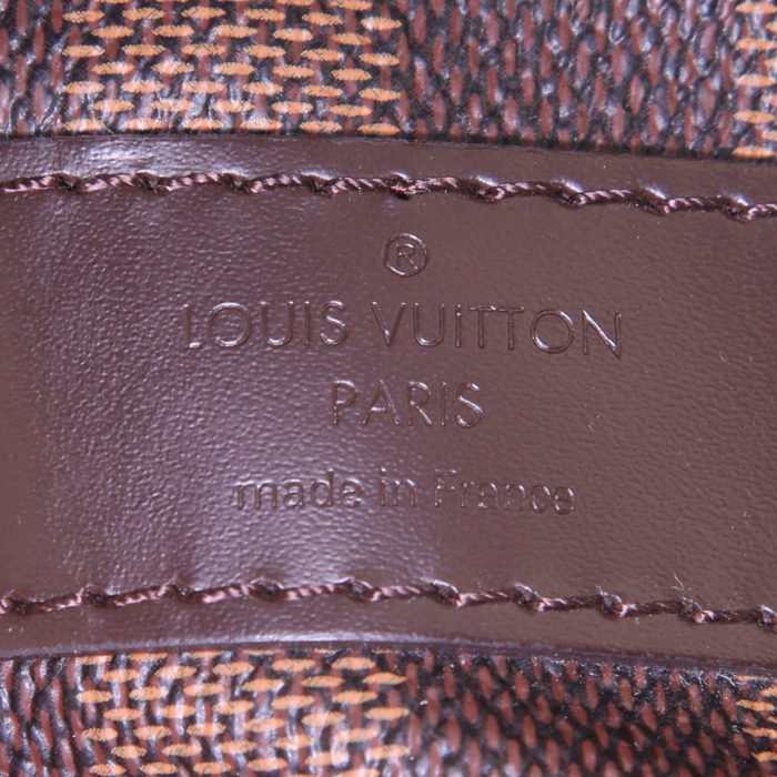 Borsa da viaggio Louis Vuitton Keepall 55 cm in tela a scacchi ebana e pelle marrone - Detail D4