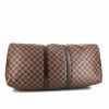 Louis Vuitton Keepall 55 cm travel bag in ebene damier canvas and brown leather - Detail D5 thumbnail