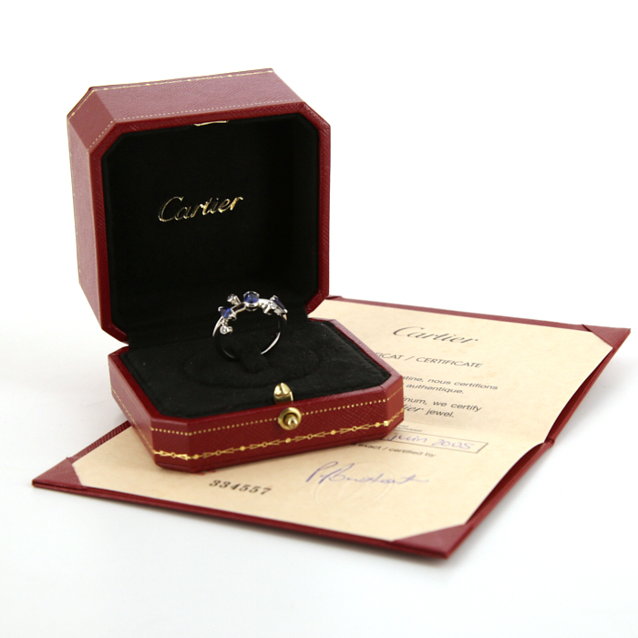 Bague Cartier Meli Melo en platine,  saphirs et diamants - Detail D2