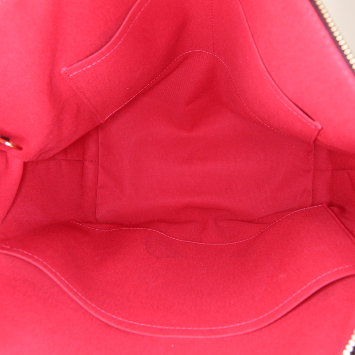 Sac à main Louis Vuitton Totally en toile damier ébène et cuir marron - Detail D2