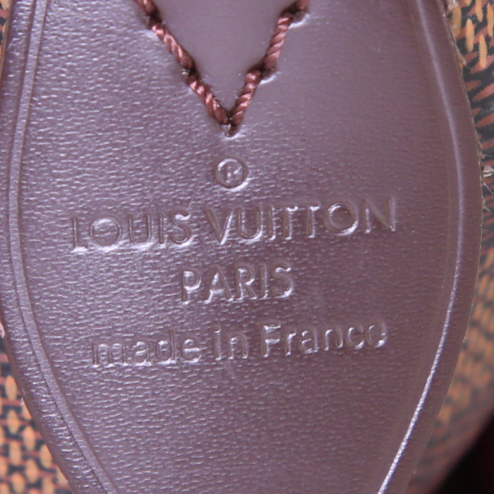 Sac à main Louis Vuitton Totally en toile damier ébène et cuir marron - Detail D3