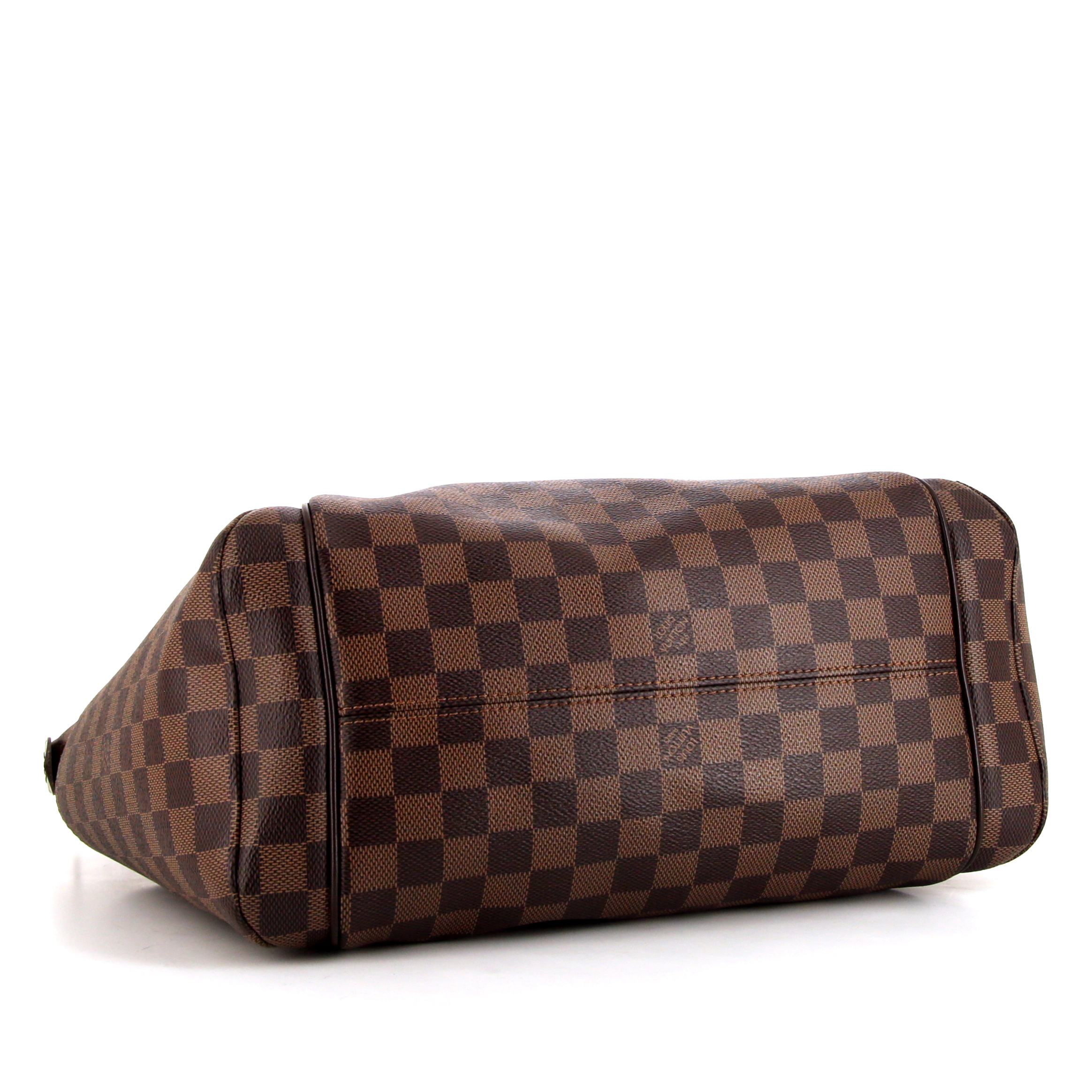 Louis Vuitton Totally handbag in ebene damier canvas and brown leather - Detail D4