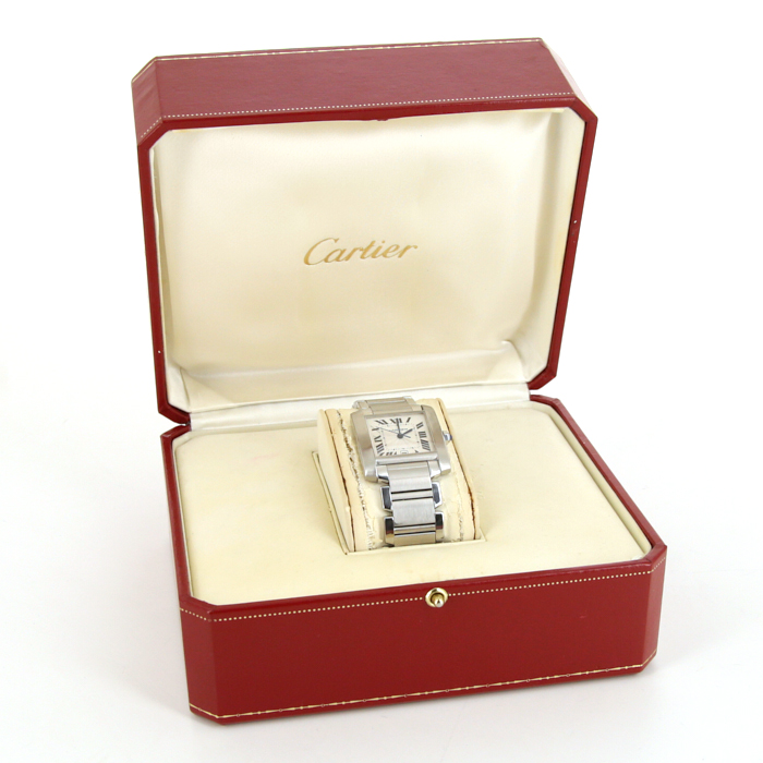 Cartier Tank Française watch in stainless steel Ref:  2302 Circa  1990 - Detail D2