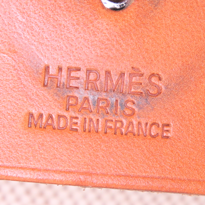 Sac à dos Hermès Herbag - Backpack en toile beige et cuir naturel - Detail D4