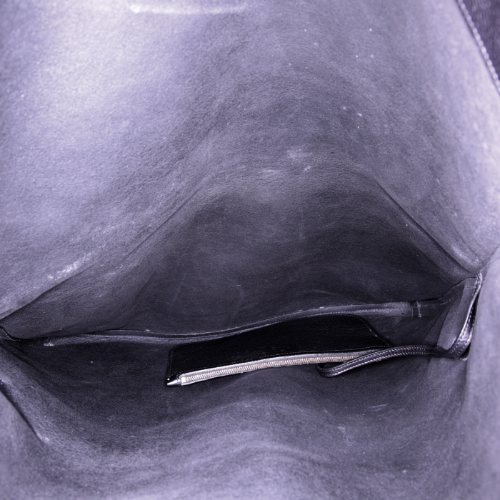 Sac bandoulière Gucci Bamboo en cuir noir et bambou - Detail D3