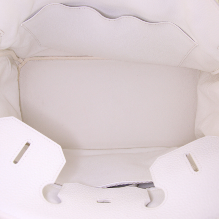 Bolso de mano Hermes Birkin 35 cm en cuero togo blanco - Detail D2