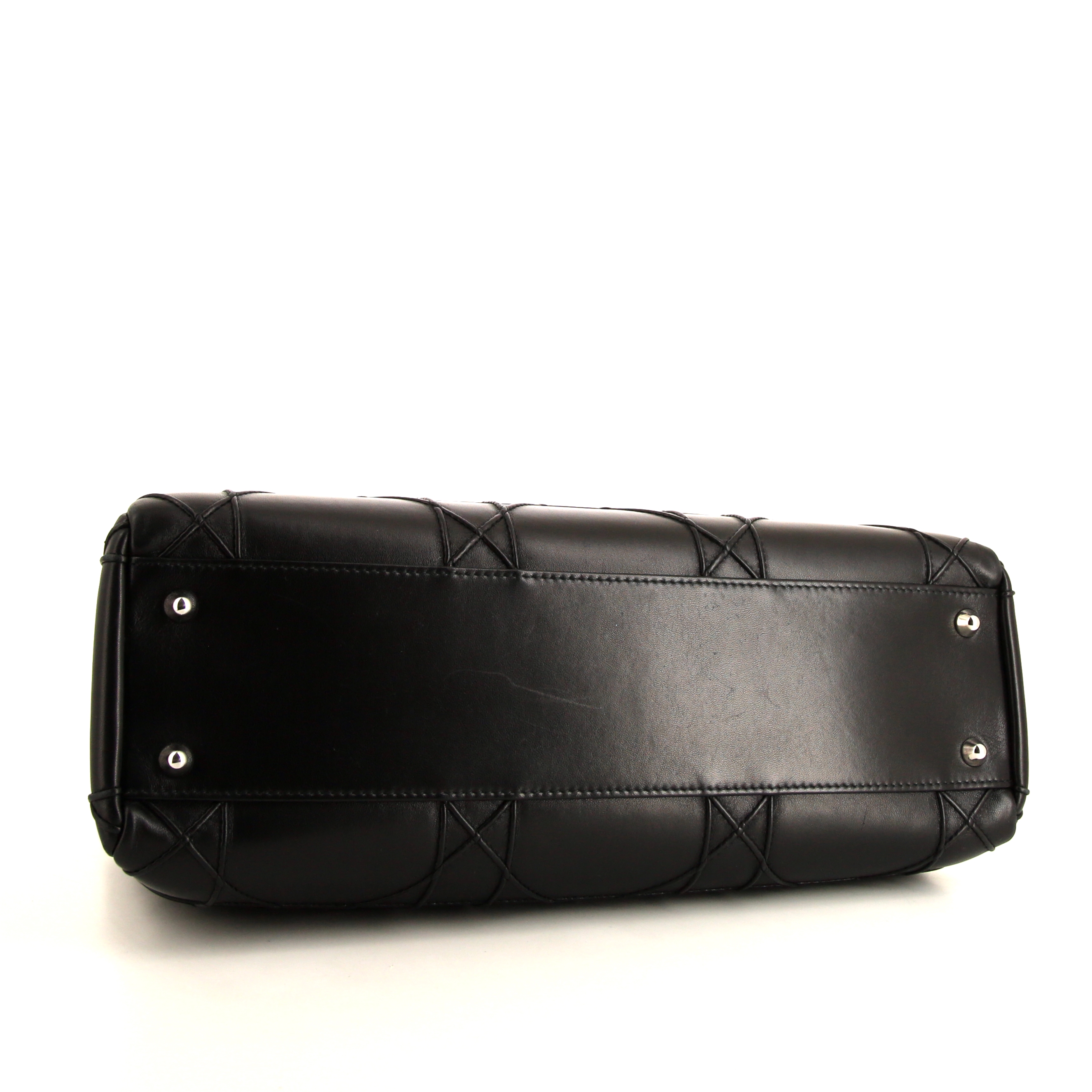 Sac cabas Dior Ultradior en cuir lisse noir - Detail D4