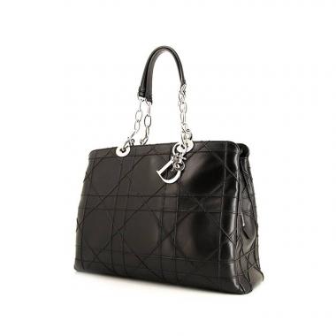 Shopping bag Dior Ultradior in pelle liscia nera cannage
