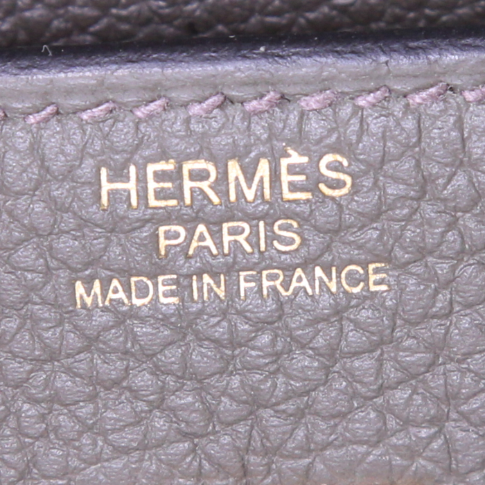 Hermes Birkin 25 cm handbag in Vert de Gris togo leather - Detail D3