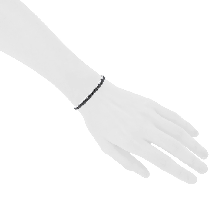 Bracelet souple Chanel Ultra petit modèle en or blanc et céramique noire - Detail D1