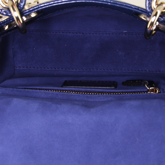 Bolso de mano Dior Mini Lady Dior en piel de pitón degradada azul - Detail D3