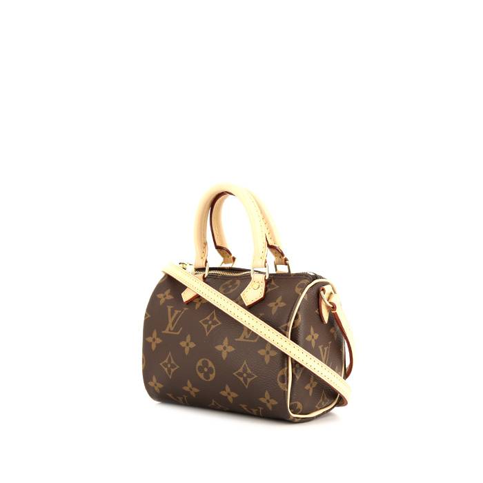 Bolso bandolera Louis Vuitton Speedy Nano en lona Monogram marrón y cuero  natural