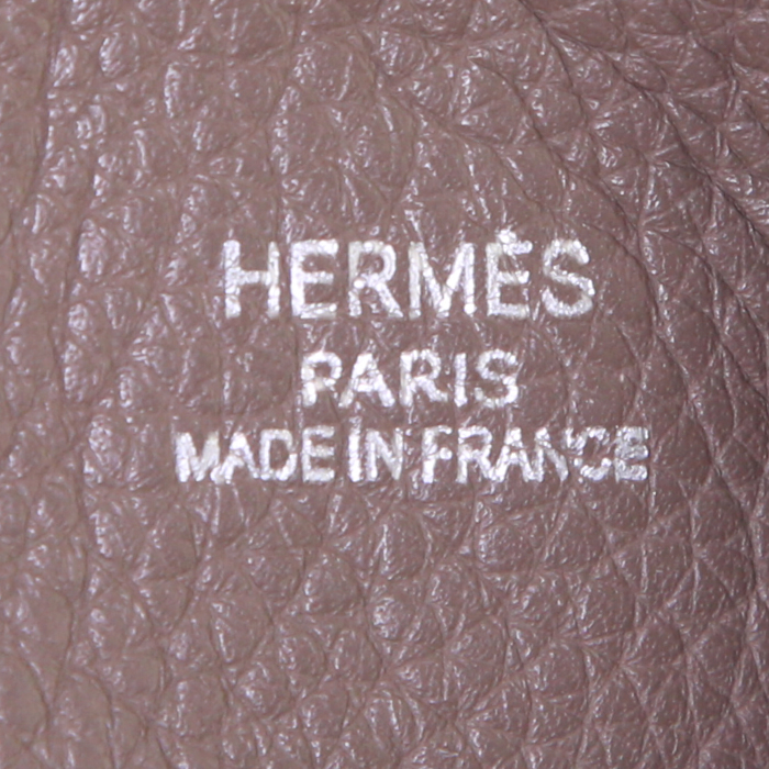 Sac à main Hermès en cuir étoupe et cuir marron - Detail D3
