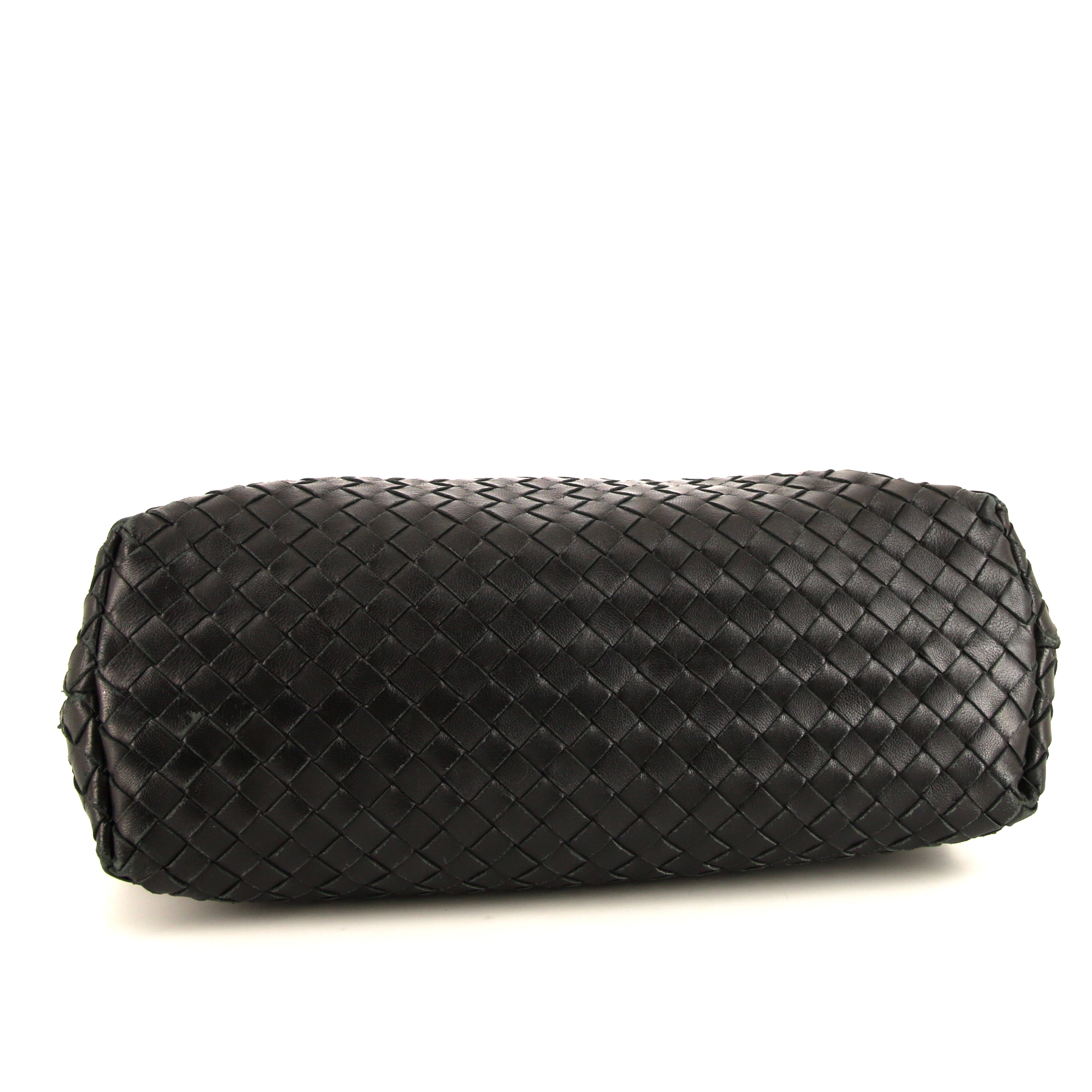 Bolso de mano Bottega Veneta Olimpia en cuero trenzado negro - Detail D4