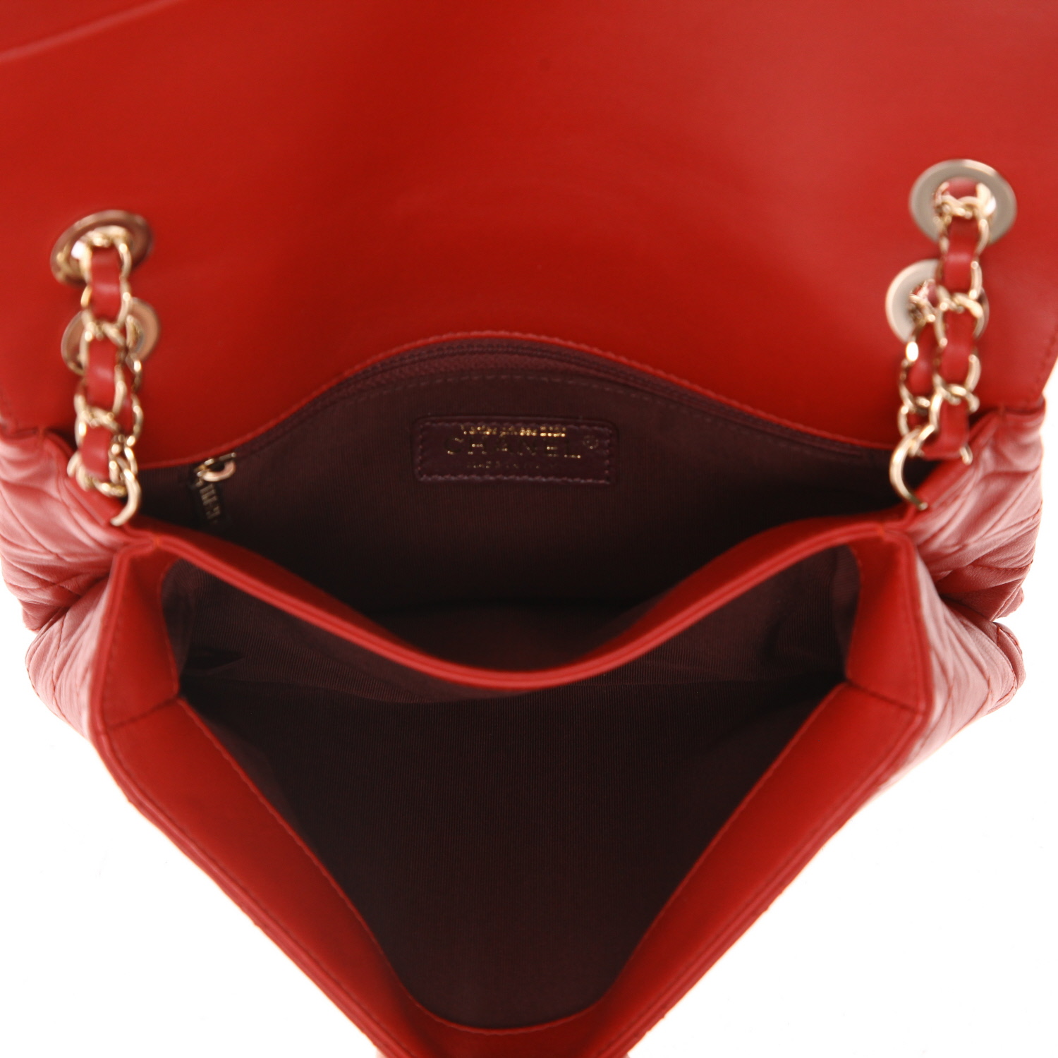 Chanel   shoulder bag  in red quilted leather - Detail D3